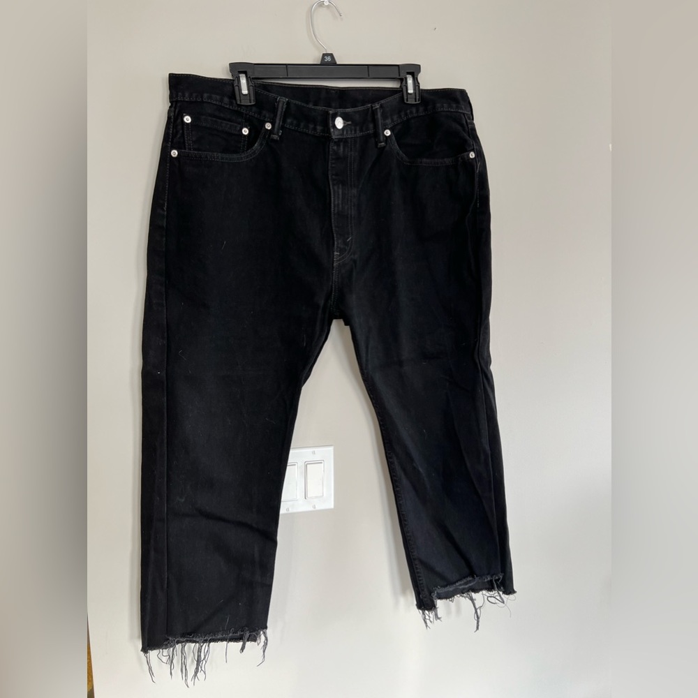 DIY Cropped Levi’s Men’s 505 Straight Fit Black Jeans, 38x22